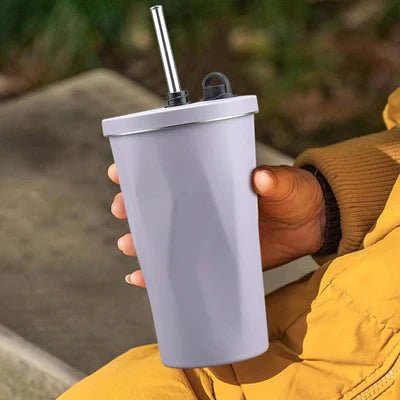 Stainless Steel Coffee Mug with Lid, 600 ml Thermal Mug with Straw, Tea Cup, Travel Mug, Double-Walled Insulated Leak-Proof Coffee to Go Mug - Memories InsiteDouble Wall Vacuum Flask Tumbler -4